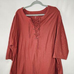 Woman Within Lace‑Up Rust Top – 26/28